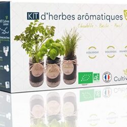 Cultivea® Kit Prêt à Pousser d’Herbes Aromatiques – Graines 100% Bio – Made in France - Jardin Potager d’intérieur – Plante (Basilic, Persil et Ciboulette) - Idée Cadeau
